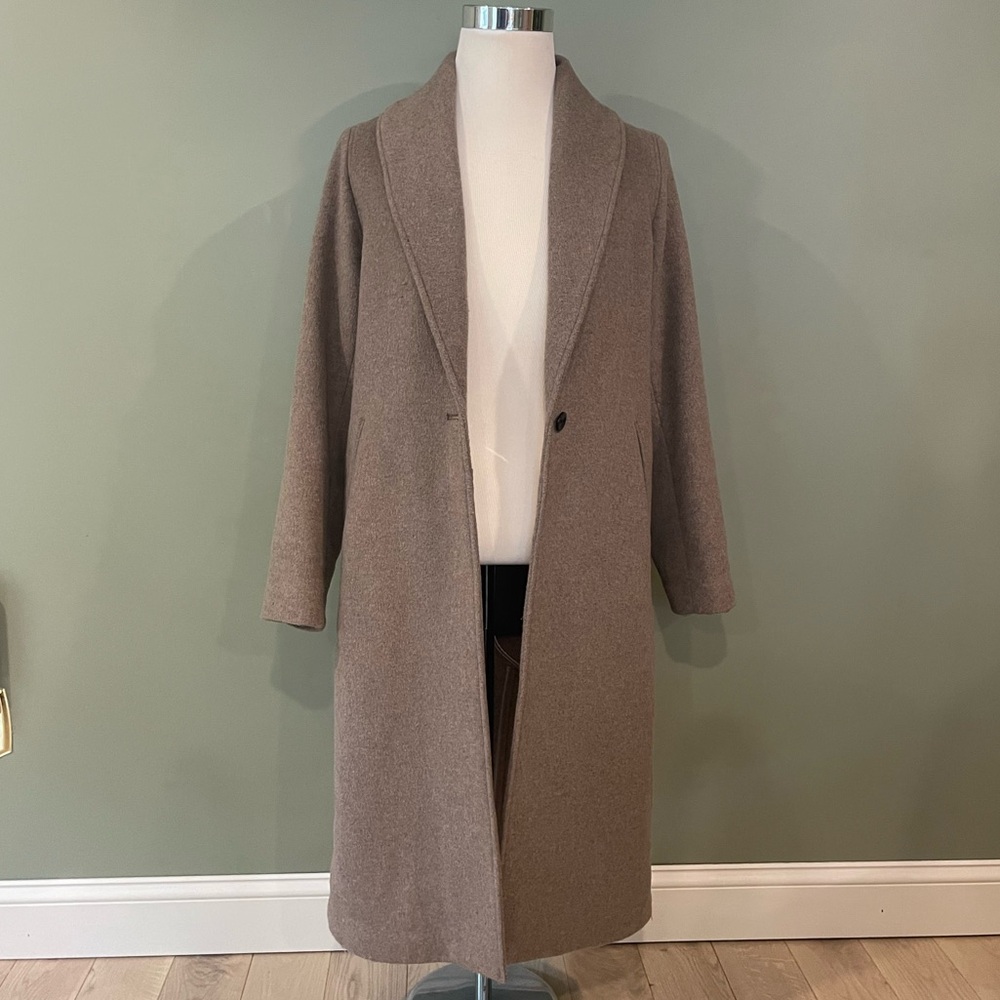 wool blend double cloth blanket coat